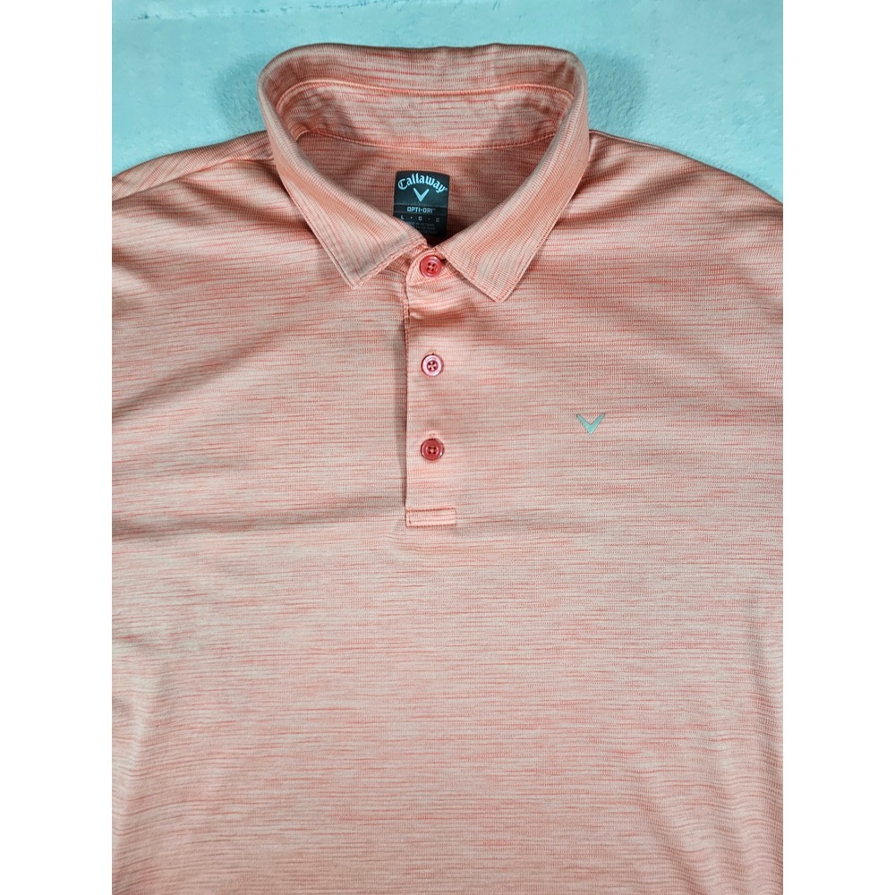 Callaway Opti-Dri Golf Polo Shirt Men Large Orange Heathered Space Dye Short Slv